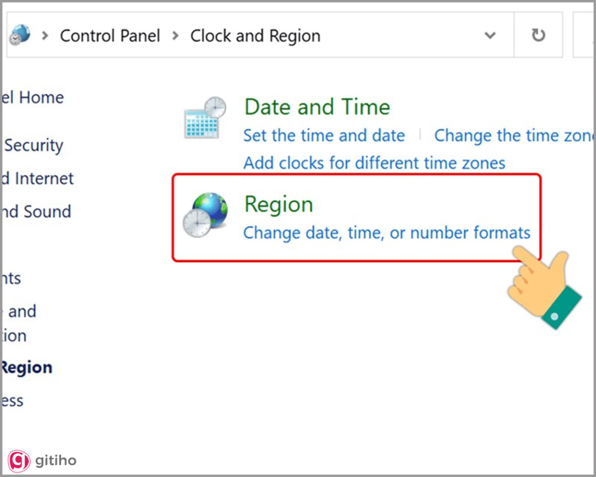Hướng dẫn chuyển đổi dấu chấm, phẩy đối với Windows 10 - Chọn Region