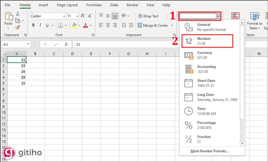 Thiết lập định dạng số trên thanh công cụ (1)