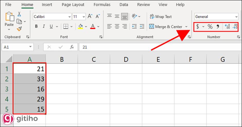 Thiết lập định dạng số trên thanh công cụ (2)