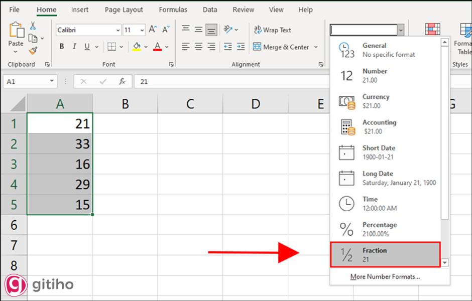 Định dạng phần trăm, phân số (3)