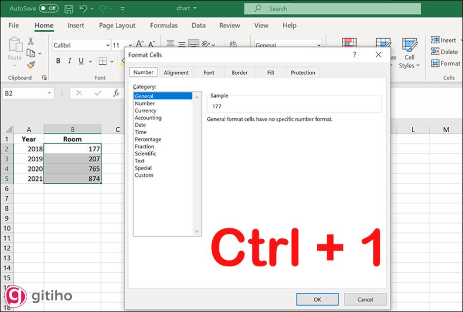 Cách mở hộp thoại Format Cells (1)