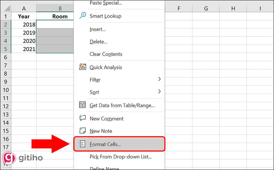 Cách mở hộp thoại Format Cells (2)