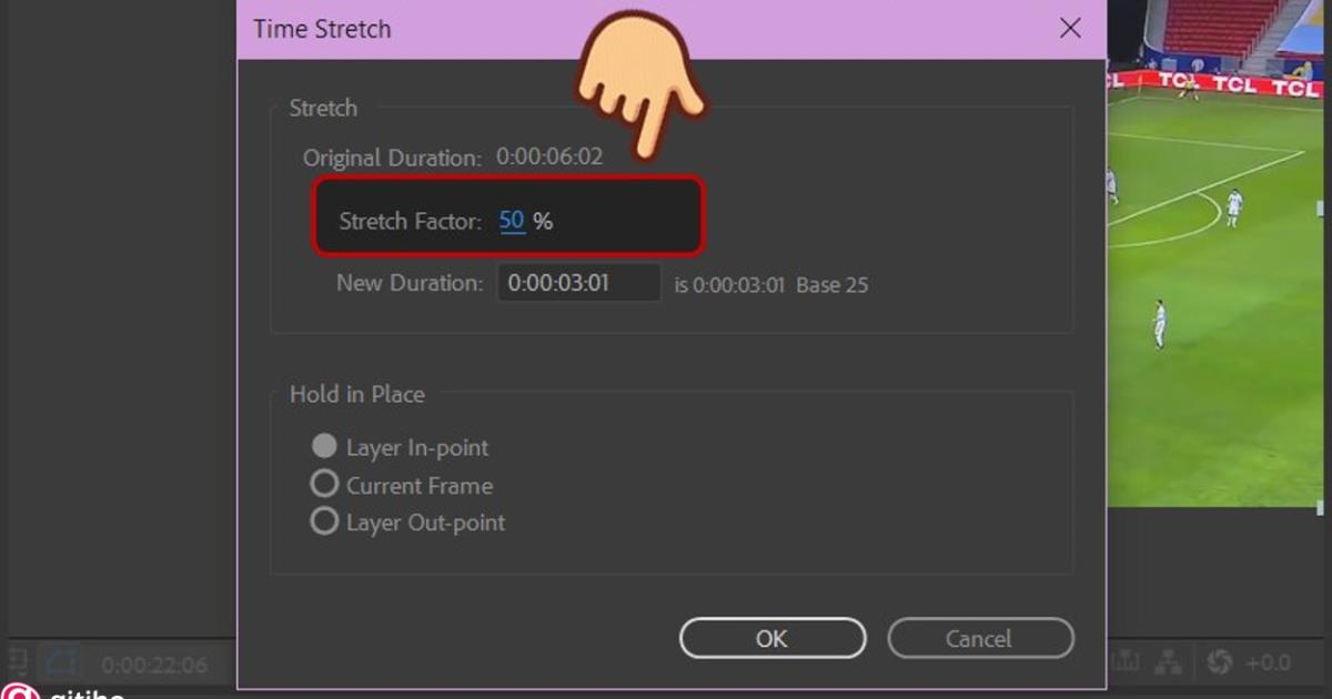 Cách điều chỉnh tốc độ video bằng Time Stretch - Tua nhanh video After Effect (5)