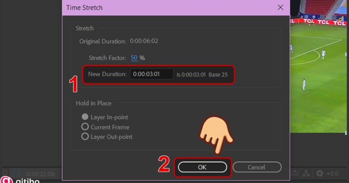 Cách điều chỉnh tốc độ video bằng Time Stretch - Tua nhanh video After Effect (6)