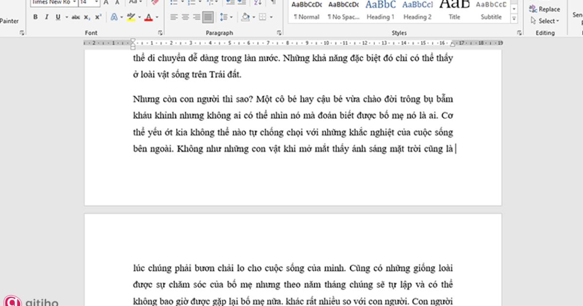 Ngắt trang bị động trong Word