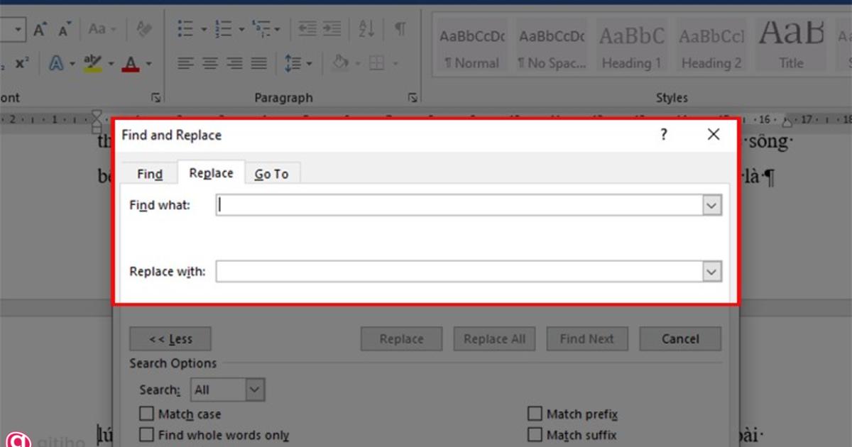 Bỏ ngắt trang trong word bằng hộp thoại Find and Replace (3)