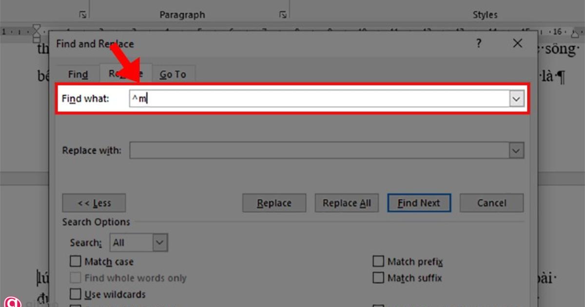 Bỏ ngắt trang trong word bằng hộp thoại Find and Replace (6)