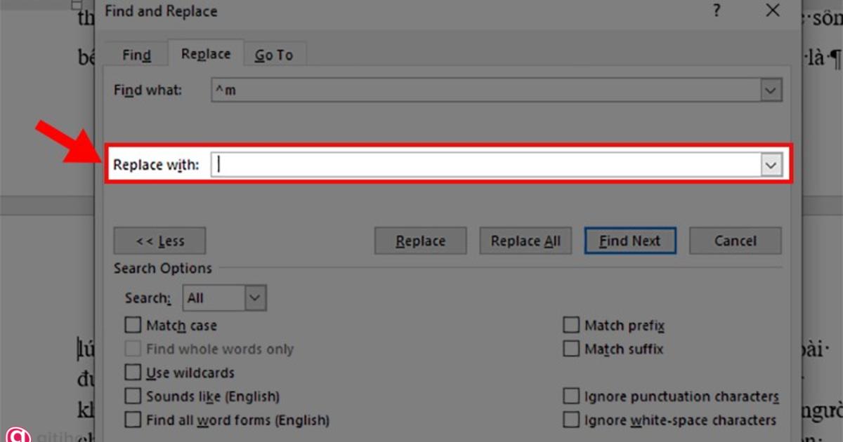 Bỏ ngắt trang trong word bằng hộp thoại Find and Replace (7)