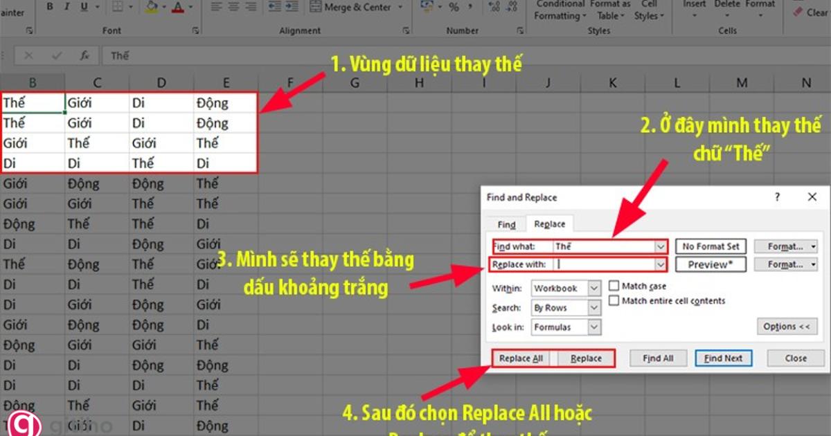 Thay thế dữ liệu cũ bằng khoảng trắng