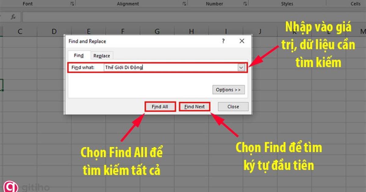Tìm dữ liệu tại một vùng nhất định hoặc một bảng tính cụ thể (1)