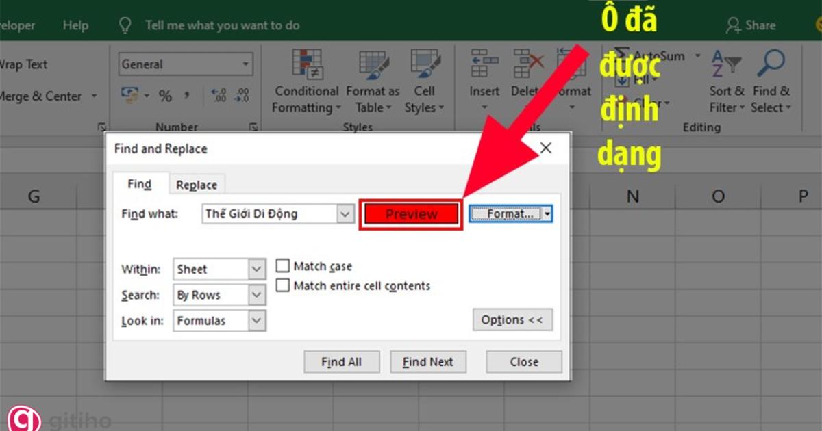 Tìm kiếm các vùng dữ liệu có định dạng trong Excel (3)
