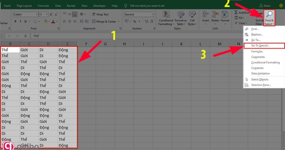 Tìm kiếm các ô có công thức trong Excel (1)