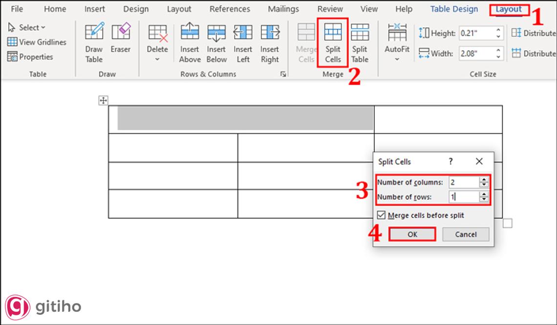 Gộp/ Tách ô trong bảng (4)