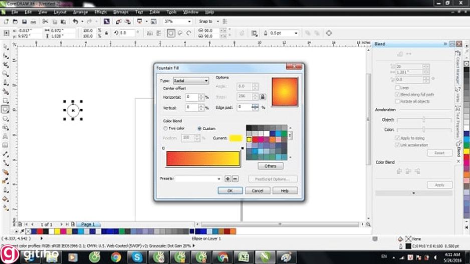 Sử dụng công cụ Edit Fill (F11) để tô màu trong Corel x7