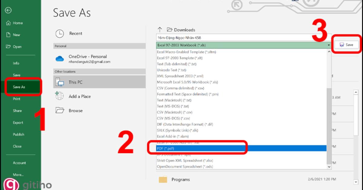 Cách chuyển file Excel sang PDF (2)