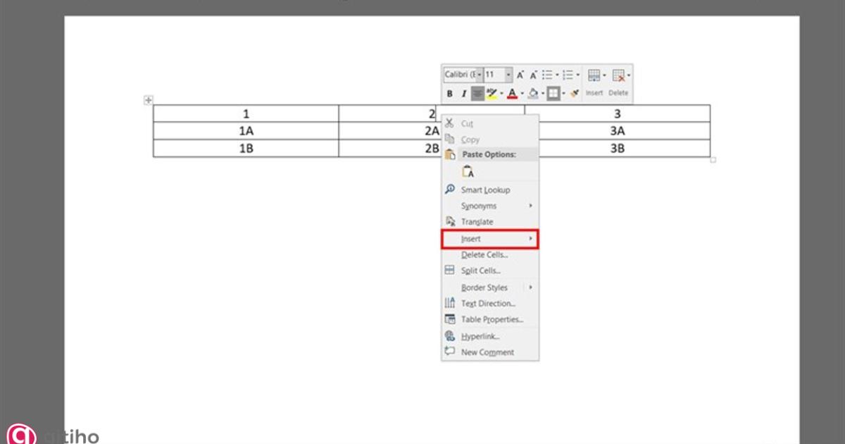 Click chuột để chèn thêm cột mới trong Word (1)