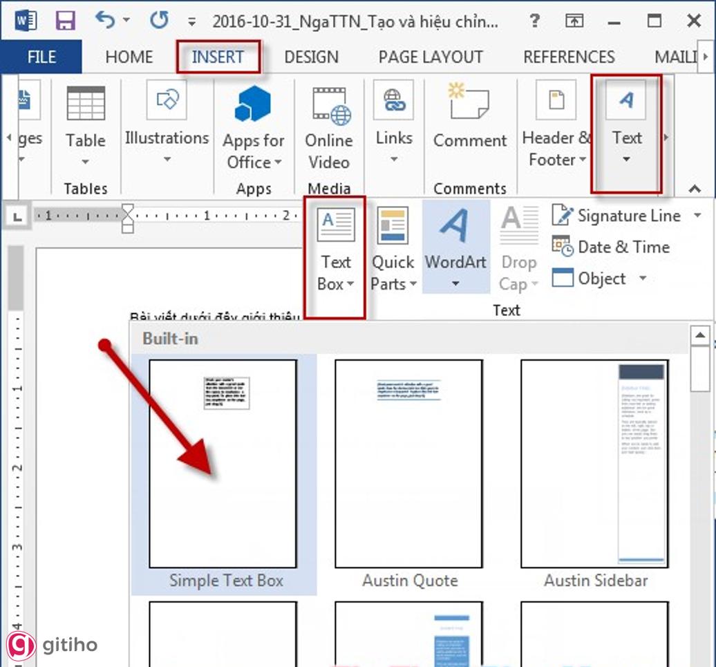 Cách thêm Textbox trong Word (1)