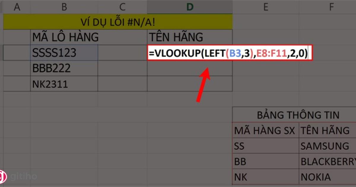 Hàm Vlookup kết hợp với hàm LEFT/ RIGHT (1)