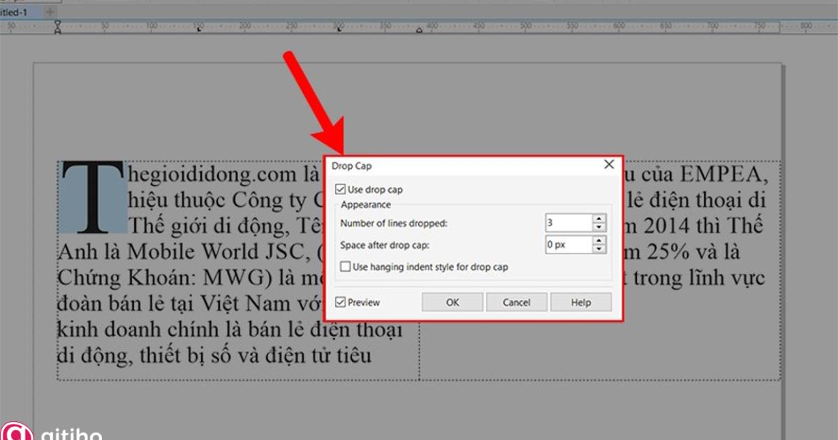 Các kiểu nhập văn bản trong Corel (5)