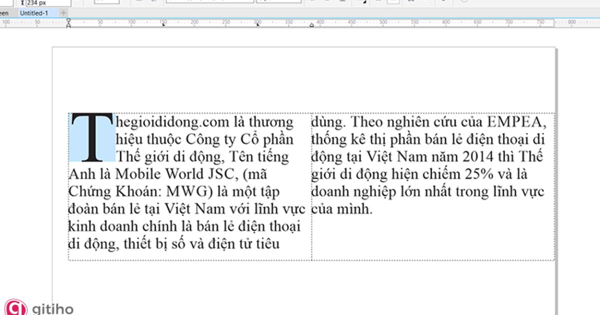 Các kiểu nhập văn bản trong Corel (6)