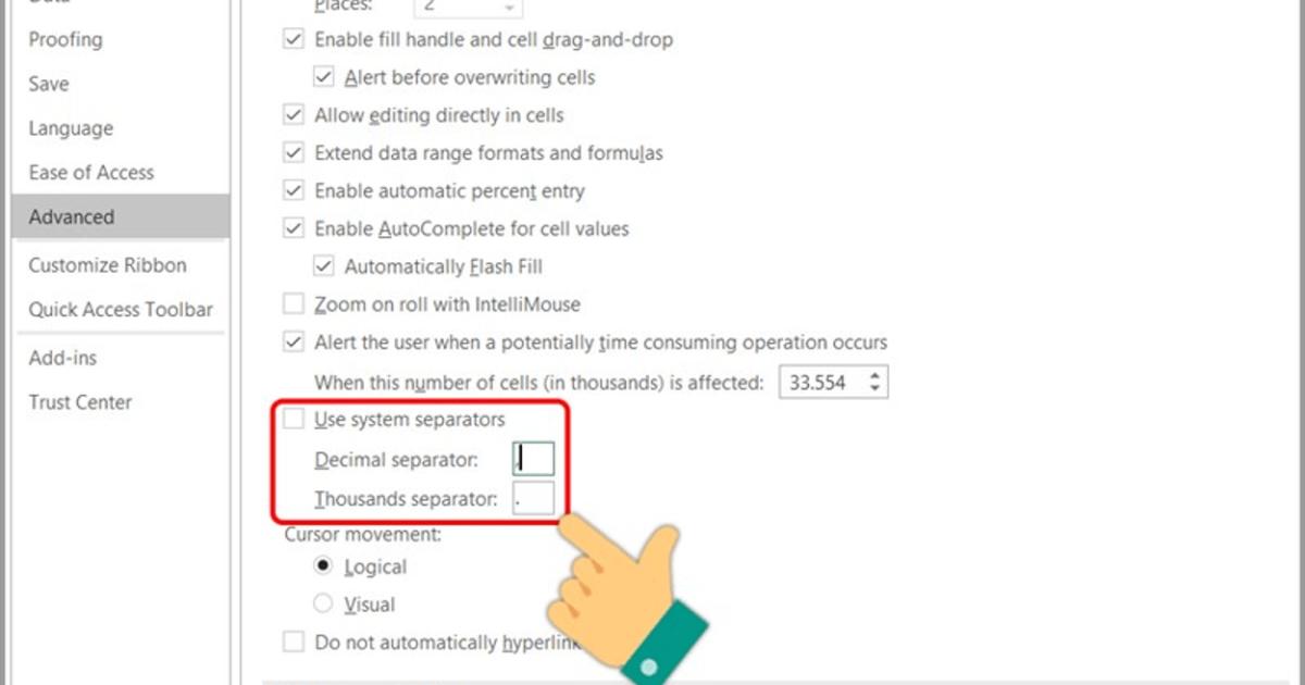 Cách đổi dấu phẩy thành dấu chấm trong Excel 4