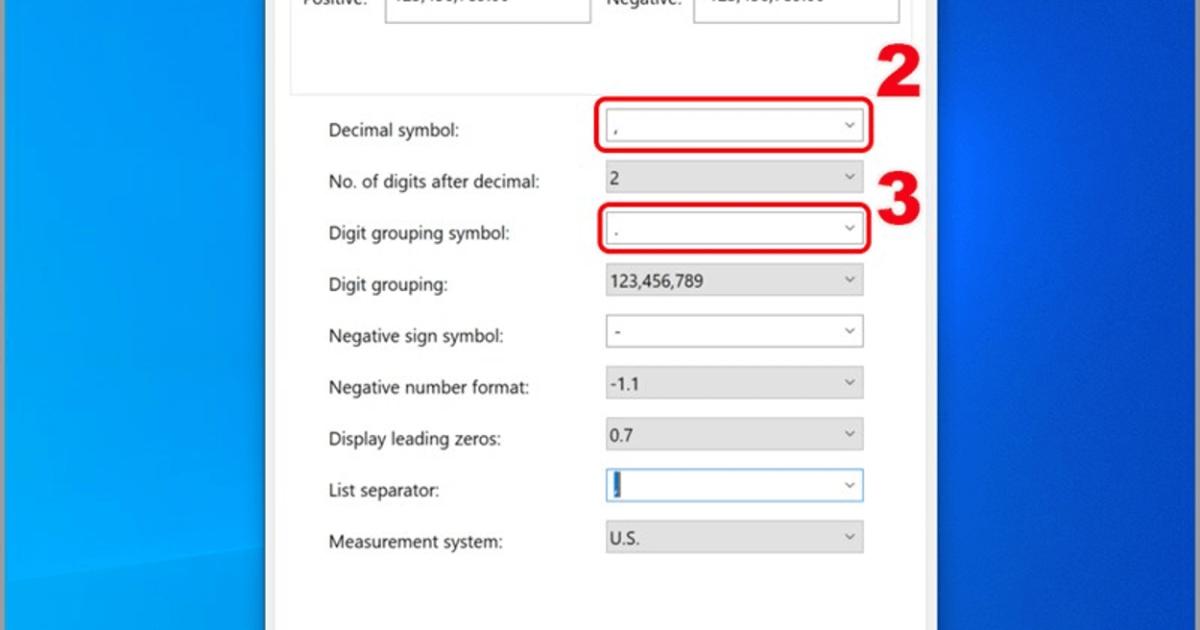 Cách đổi dấu phẩy thành dấu chấm trong windows 10 bước 5