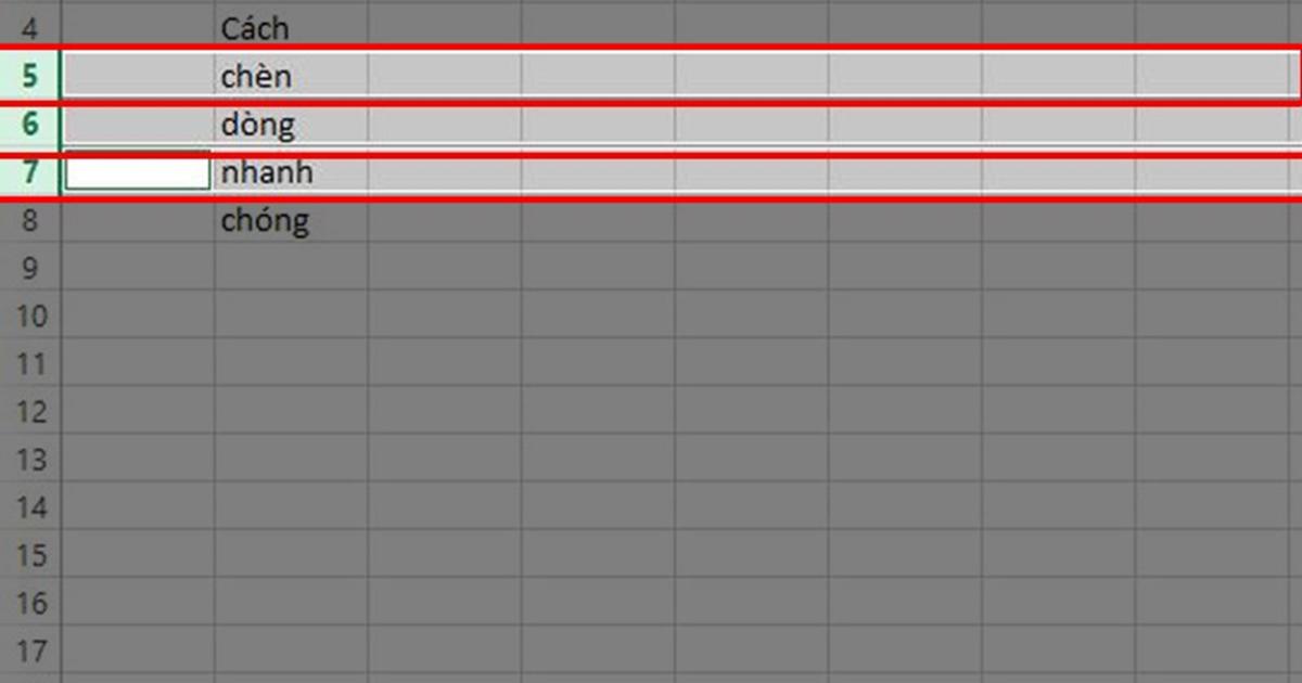 Thêm nhiều dòng xen kẽ không đều trong excel (1)