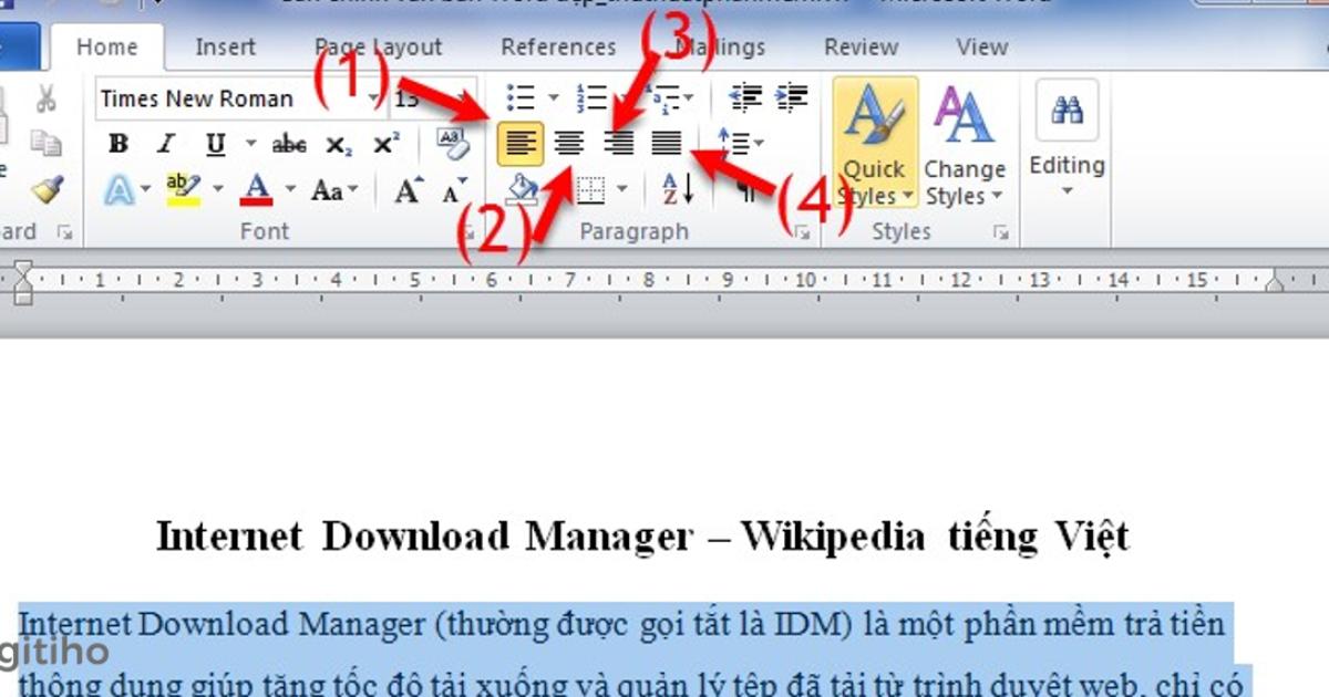 Sử dụng Align trong Word để căn chỉnh vị trí văn bản