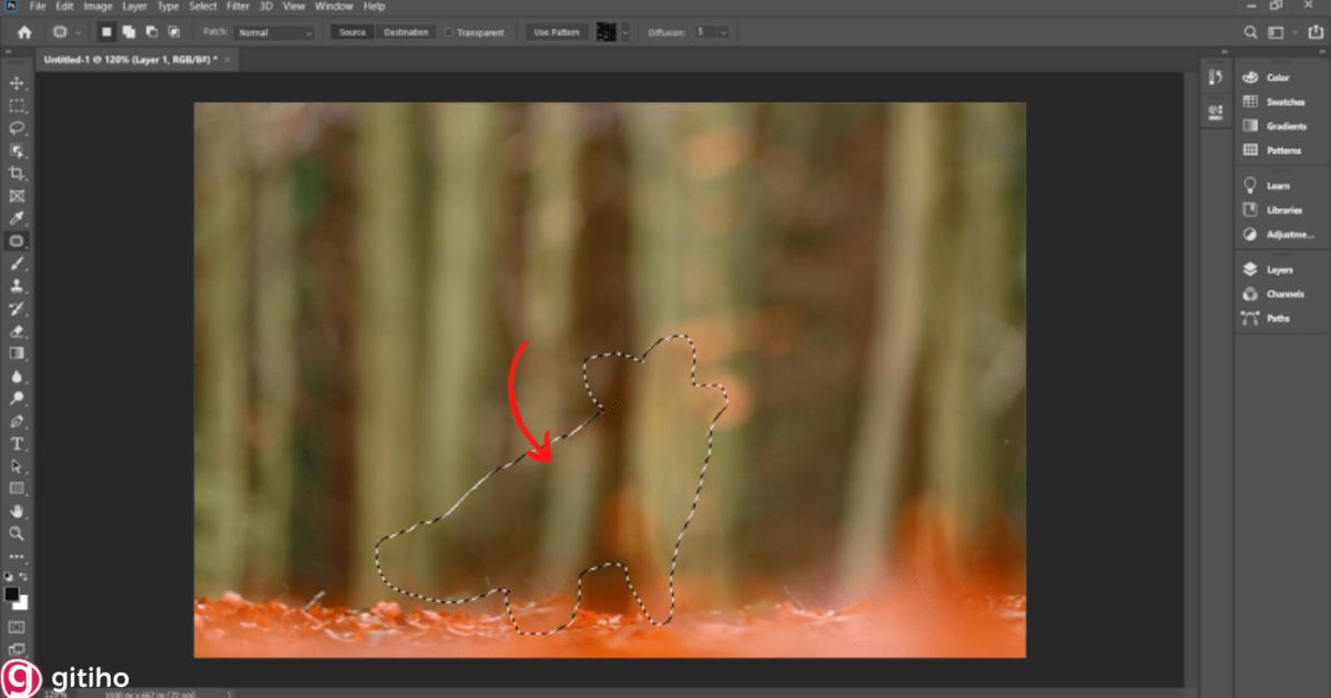 Cách xóa vật thể trong Photoshop bằng Patch Tool (3)
