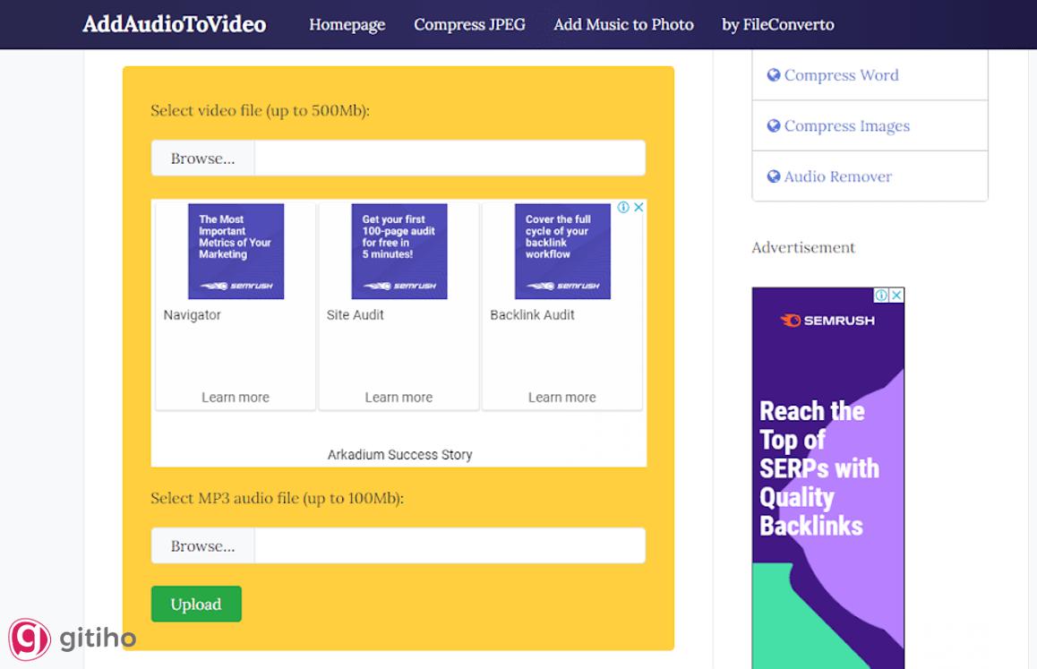 Trang web Add Audio To Video