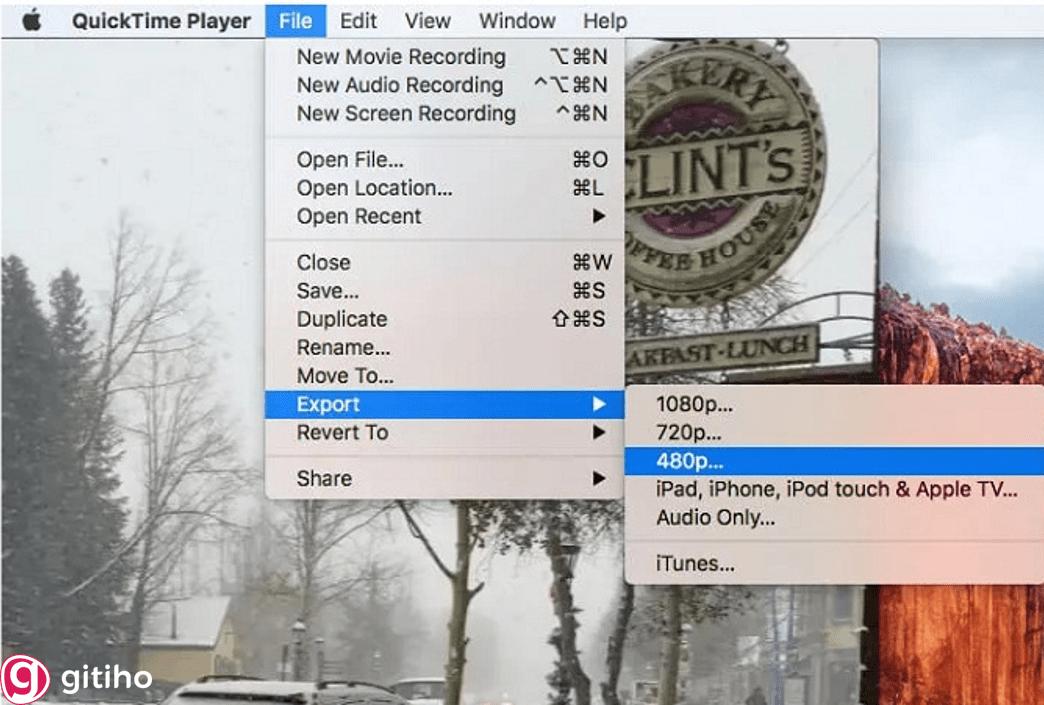 Xử lý bằng phần mềm nén QuickTime Player