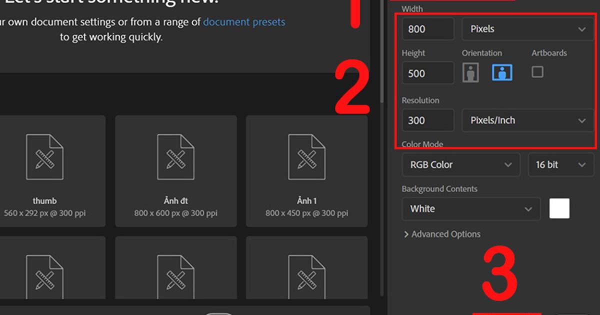 Cách tạo chữ 3D trong Photoshop - Tạo file mới (2)