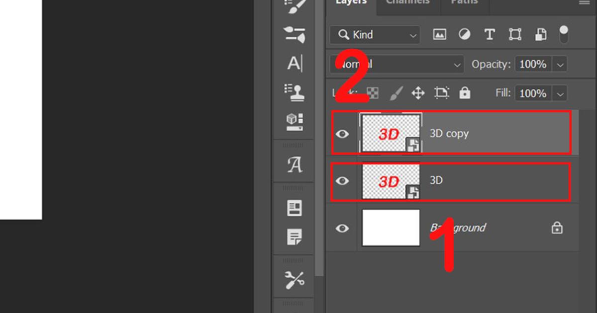 Cách tạo chữ 3D trong Photoshop - Nhân đôi chữ 3D