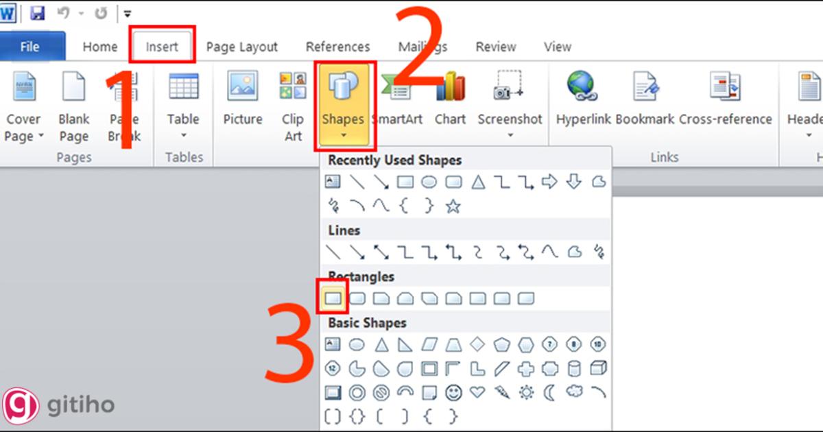 Tạo khung viền trong word 2007, 2010 bằng shape (1)