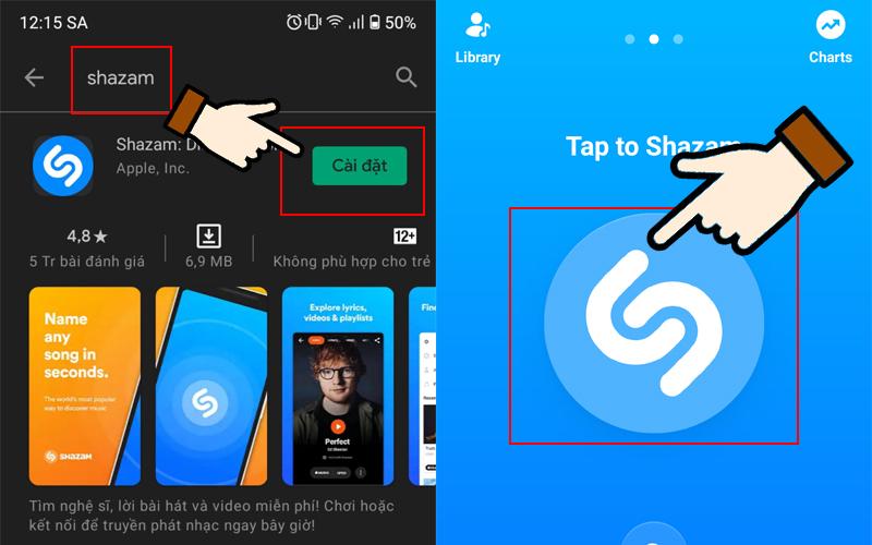 tìm tên bài hát trên Tik Tok thông qua với shazam