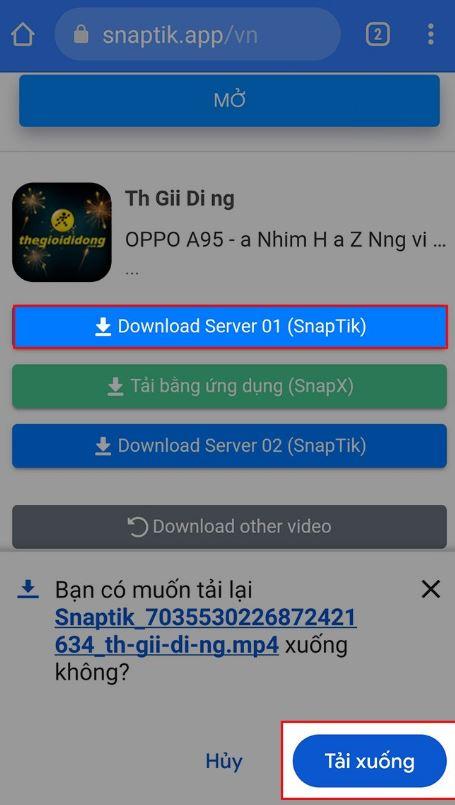 chuyển video Tiktok sang MP4 bằng snaptik 4