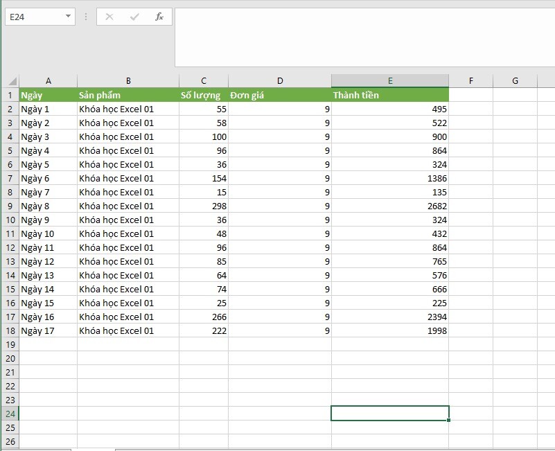 Cách chèn dòng trống xen kẽ trong Excel kèm ví dụ chi tiết dễ hiểu