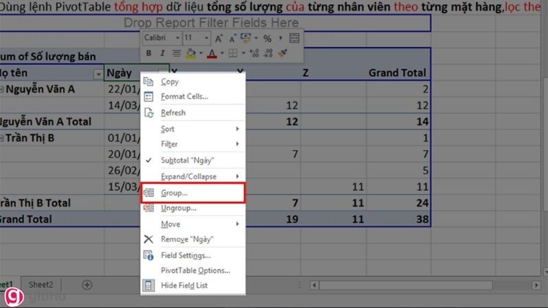 Hướng dẫn chi tiết cách sử dụng Pivot Table trong Excel