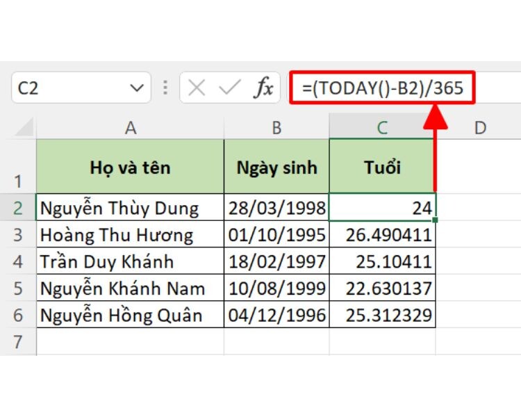[Video] Hướng dẫn 4 cách tính tuổi trong Excel chi tiết