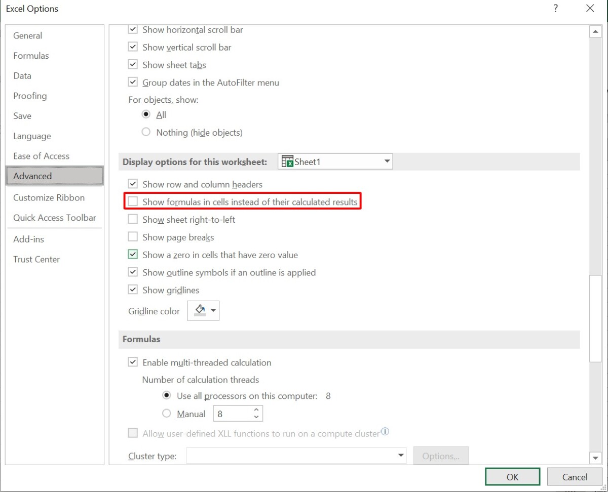 Hướng dẫn cách khắc phục lỗi Excel không chạy công thức