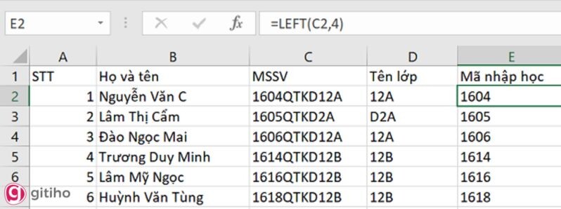 Cách lấy ký tự ở đầu, giữa, cuối trong Excel bằng hàm MID, LEFT, RIGHT