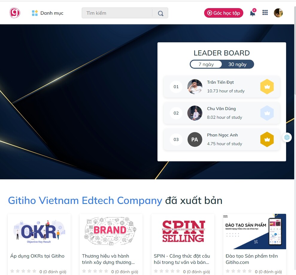 Giao diện của một hệ thống quản lý học tập LMS