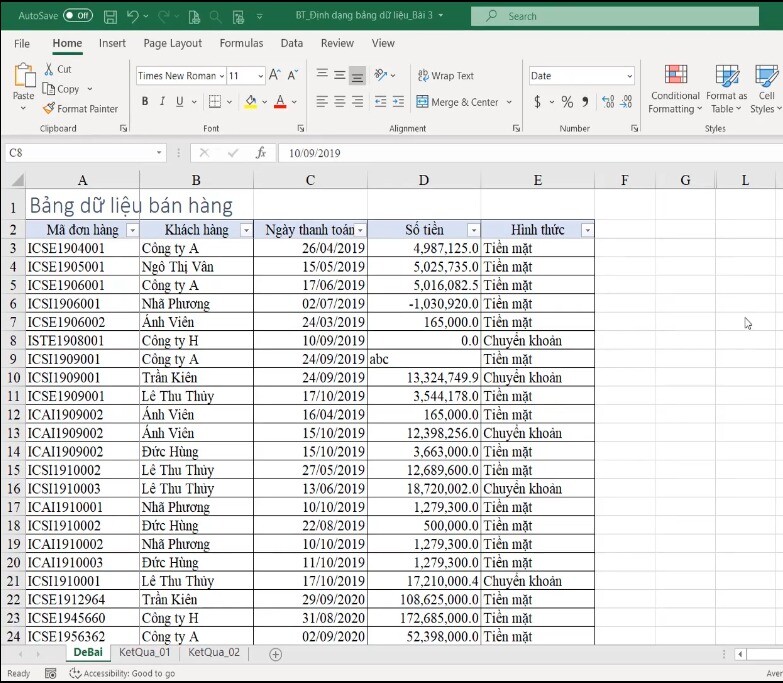 Làm việc với Excel