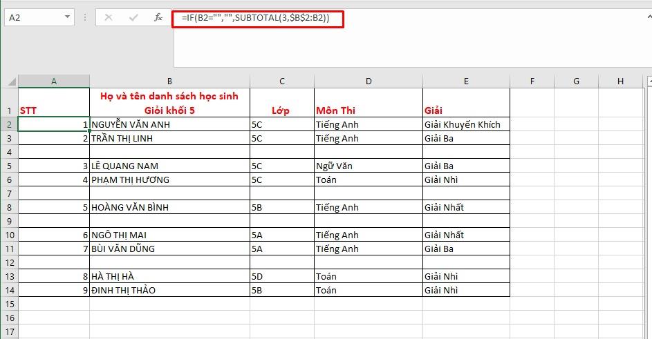 4 Cách đánh số thứ tự trong Excel tự động, nhanh chóng