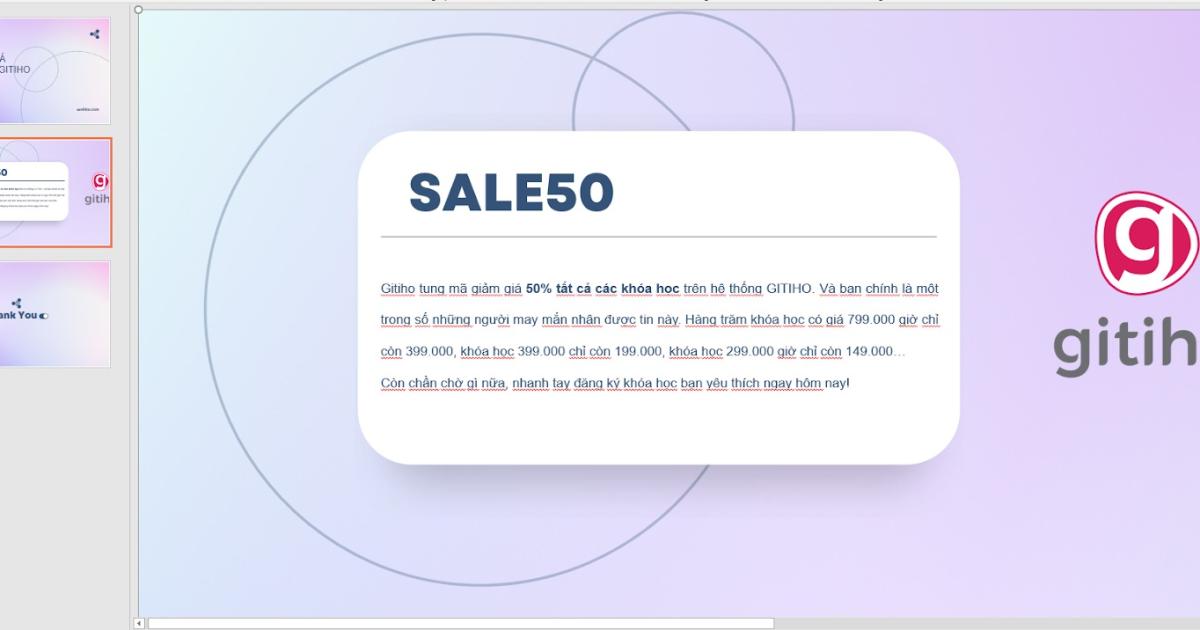 Dấu gạch chân đỏ dưới văn bản gây khó chịu khi thiết kế slide