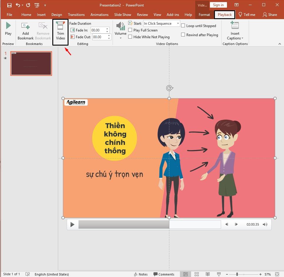 Bạn có thể thực hiện cắt video ở đầu hoặc cuối 