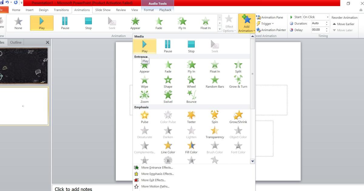Hướng dẫn cách chèn nhạc, các file âm thanh vào Powerpoint