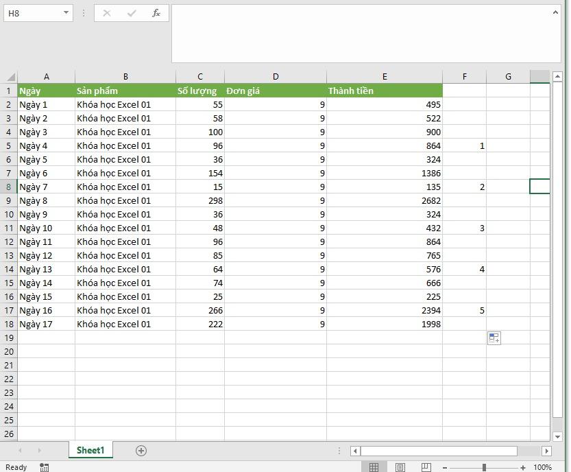 Cách chèn dòng trống xen kẽ trong Excel kèm ví dụ chi tiết dễ hiểu