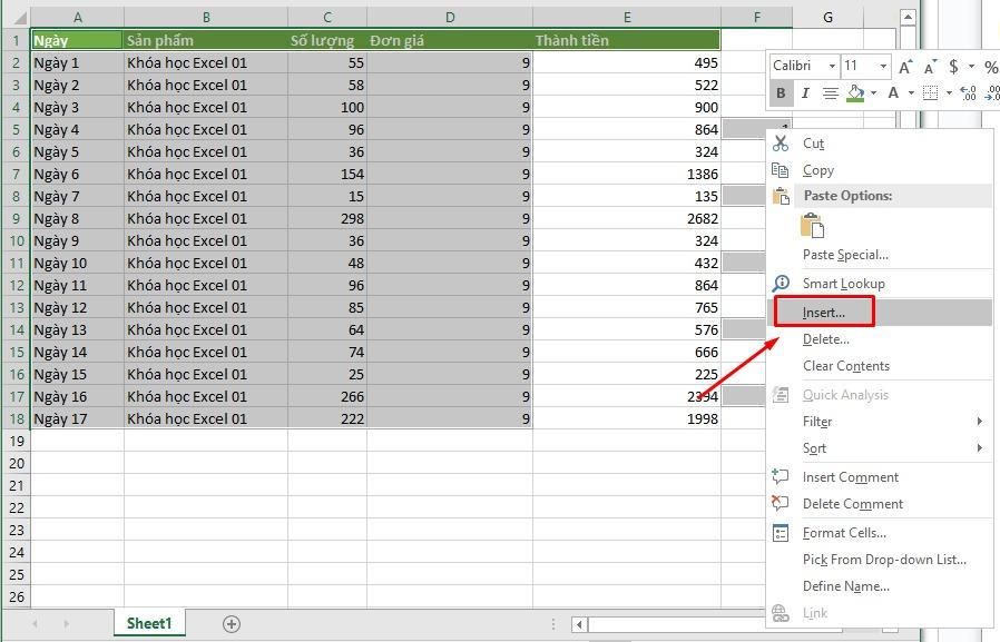 Cách chèn dòng trống xen kẽ trong Excel kèm ví dụ chi tiết dễ hiểu