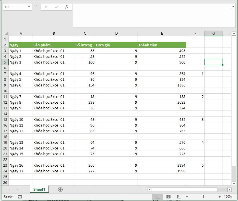 Cách chèn dòng trống xen kẽ trong Excel kèm ví dụ chi tiết dễ hiểu